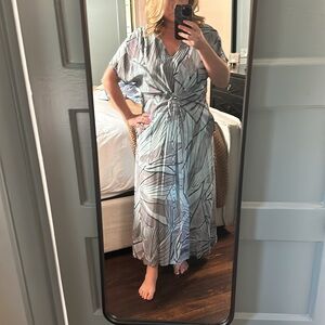 Poetry Silk Blue Maxi Dress Size 14